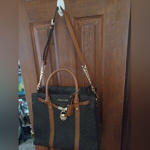 Michael Kors Black and Tan Tote Bag